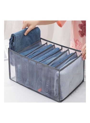 7 Grids Washable Wardrobe Clothes Organizer Drawer Mesh Separation Box