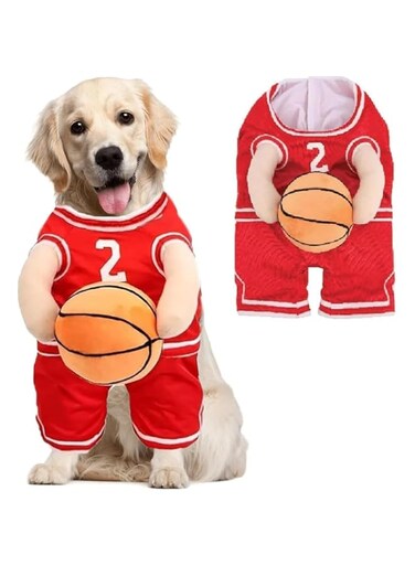 PINKE Dog Basketball Costume, Dog Funny Dress Up Dog Costume, Basketball Dog Costume, Cosplay Fancy Dress for Dogs, Dog Christmas Costume Outfit for Christmas (Large)