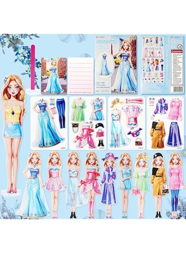 NALACAL Magnetic Dress Up Dolls, Magnetic Princess Dress Up Paper Dolls Magnet Dress Up Games, Magnetic Dress Up Dolls for Girls Ages 4-7 Learning Created Imagine Set Birthday Gift (Amy)