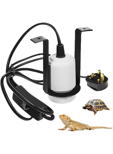 NALACAL E27 300W Ceramic Reptile Heat Lamp Holder with On/Off Switch, Pet Bulb Socket for Lizard, Turtle, Snake, and Reptile Heating, Energy Efficient Ceramic Light Stand
