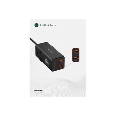 65W GaN 7-in-1 Power Strip with 3 USB-C, 2 USB-A &amp; Dual AC Sockets (UK Plug)
