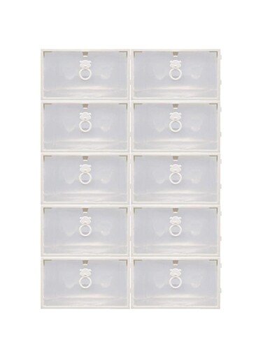10Pcs Clear Plastic Shoe Storage Transparent Stackable Tidy Organizer box &hellip; (Transparent 10PCS)