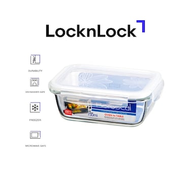LocknLock 730ml Oven-Safe Borosilicate Glass Rectangular Container with Airtight Lid - Microwave, Freezer, and Dishwasher Safe