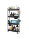 Rolling Storage Cart with Wheels,4 Tier Slim Rolling Storage Cart with 2 Hanging Cups, Mobile Shelving Unit&iuml;&frac14;&OElig;Bathroom Storage Organizer for Kitchen, Bedroom, Office,Laundry (Black Narrow &iuml;&frac14;&circ;4.9&acirc;&euro;&tilde;&acirc;&euro;&trade;&iuml;&frac14;&permil;)