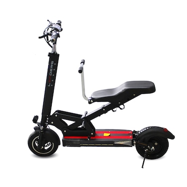 Red Stripe Electric Scooter 500W Motor 48V Battery 50KMH Double Seat 10 Inch Tubeless Tires LED Lights Black