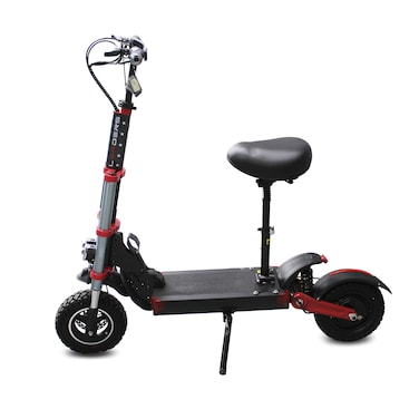LEADERS Electric Scooter with Chair 500W 13AH 48V 50km/h, 11" Off Road Tires Dual Lights Black and Red