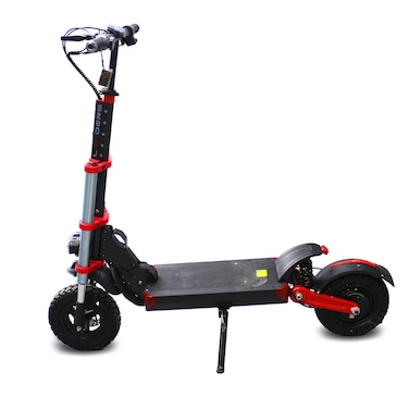 LEADERS Premium Black Red Electric Scooter  500W Motor 48V 13AH Battery 50km/h Speed 11" Off Road Tires LED Dual Headlights Brake Light Turn Signal Dual Shocker