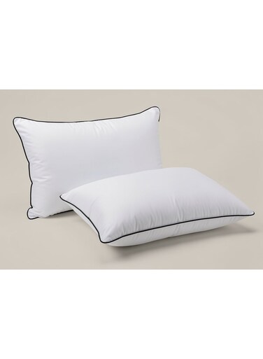 Soft &amp; Plush Luxury Microfiber Pillow &acirc;&euro;&ldquo; 850gm Microfiber Filling, Comfortable 940gm Pillow with Black Piping, Set of 2