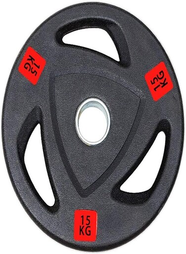 Miracle Fitness Weight Plates For Barbell Or Dumbbell 2.5, 5, 10, 15, 20KG Weightlifting Barbell Slice Disk Three Holes Hand Barbell Piece Weight Slice Disk (Size : 15KG)