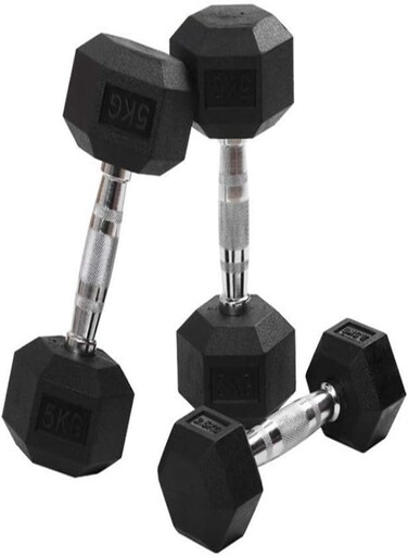 Miracle Fitness Rubber Dumbbell Hex, Fixed Dumbbell Fitness Equipment for Home Fitness,10 kg