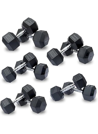 Miracle Fitness Hex Dumbbells Set - 2.5 KG to 20 (8 Pairs)