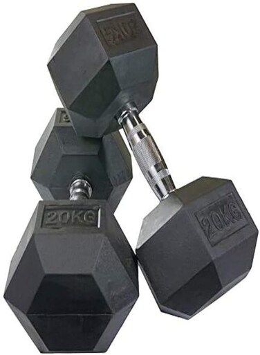 Miracle Fitness Hex Rubber Dumbbells (Black)