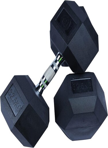 Miracle Fitness Bu Hex Rubber Dumbbell 32.5Kg