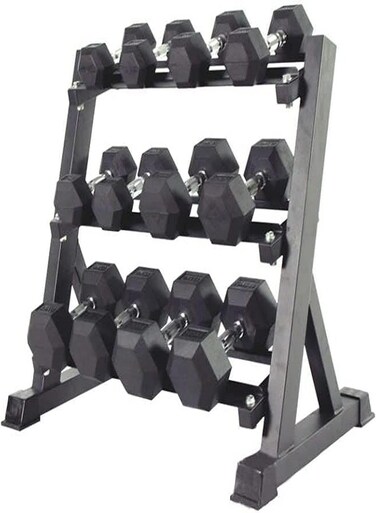 Miracle Fitness Hex Dumbbell Sets with Dumbbell Rack, 6 Pairs (2.5kg to 15kg) for Home Gym Strength Training and Weight Loss