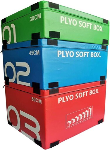 Miracle Fitness Stackable Soft Plyometric Box Set of 3- Multicolors