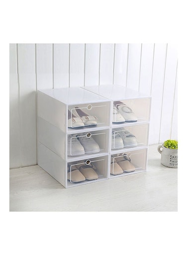 1Pc Multifunction Unisex Transparent Shoes Storage Box with Cover white 42*42*42cm