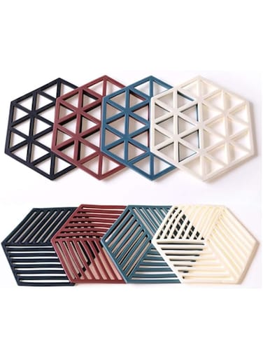 YHRY Silicone Trivet Mats and Hot Pads, 8 Pcs Hexagon Heat Multifunction Kitchen Tool for Bowl Mats, Dish Mats Placemats
