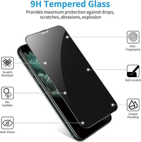 Muzz Matte Privacy Screen Protector for IPhone 15 Pro Max 6.7&quot;, 2 Pack, Anti-Glare, Anti-Spy, Scratch Resistant, Tempered Glass Film (iPhone 15 Pro Max)