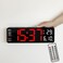 6629 13 Inch Multifunctional LED Living Room Large Screen Wall Clock - Black Shell Red Light