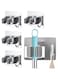 AMXGPT 4Pcs Broom and Mop Holder, Wall Mount Heavy Duty Stainless Steel Self Adhesive Anti-Slip Broom Holder Wall Mount, Mop Gripper for Kitchen Bathroom Closet Garden Garage