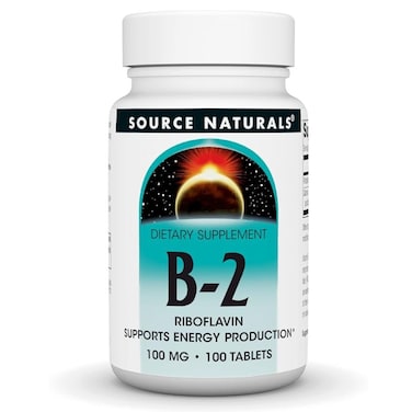 Source Naturals Vitamin B-2 Riboflavin 100 mg Supports Energy Production - 100 Tablets