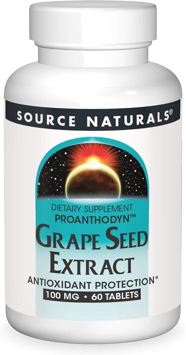 Source Naturals Grape Seed Extract, Proanthodyn 100mg Antioxidant Protection &amp; Supports Healthy Aging Brain - 60 Tablets