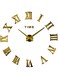 Large Diy Quartz 3d Wall Clock Acrylic Sticker Roman Number Wall Clock - Gold