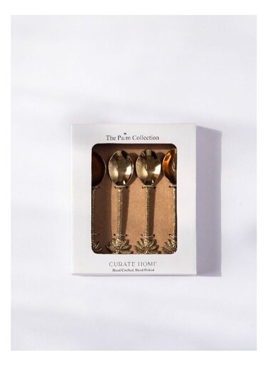 Home Set of 4 Dessert Spoons- Palm Design