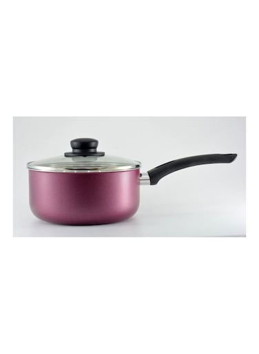 Non-Stick Dutch Pot And Glass Lid Pink 18cm