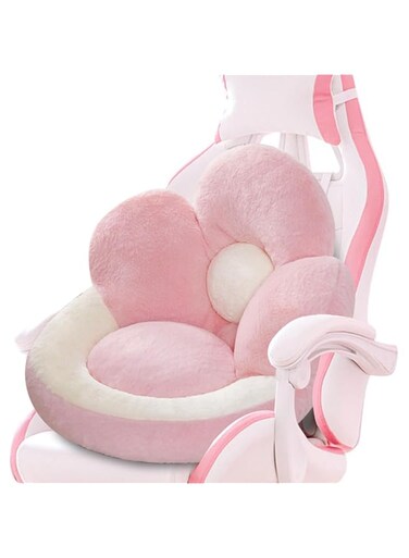 Cute Flower Gaming Chair Cushion with Backrest Anti-Slip Straps, Comfortable Kawaii Computer Chair Cushion for Gamer Chair Seat Cushion Armchair Pillow Office Desk Chair Home Decor, 23 Inch, Pink
