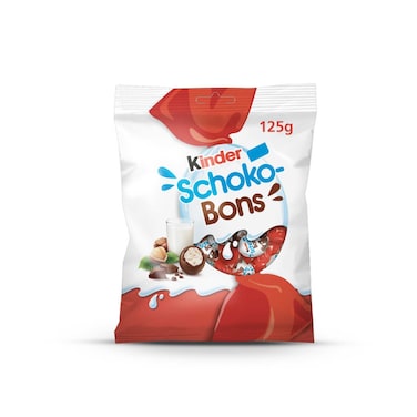 Kinder Schokobons Milky Bitesize Individually Wrapped Chocolates with Soft Milky Centres and Hazelnut Pieces in Milk Chocolate, 125g