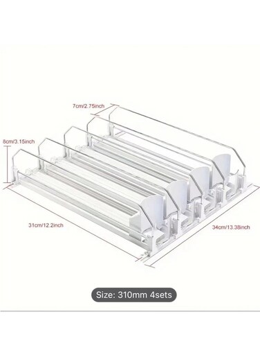 4pcs Set, Beverage Pusher Drink Propeller, Refrigerator Bottle and Can Storage Box, Self -propelled Soda Can Dispenser, Kitchen Supplies, Closet Organizers and Storage, Desk Organizer