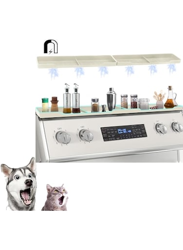 Magnetic Silicone Stove Shelf - Easy Install Over The Stove Organizer for Kitchen Spices, Non-Slip Design, White