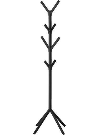 Free Standing Hall Tree Coat Rack &acirc;&euro;&ldquo; 8 Hooks Metal Hanger for Entryway, Hallway, Bedroom or Office &acirc;&euro;&ldquo; Modern Contemporary Clothes Organizer with Sturdy 4-Prong Base, Black Matte Finish