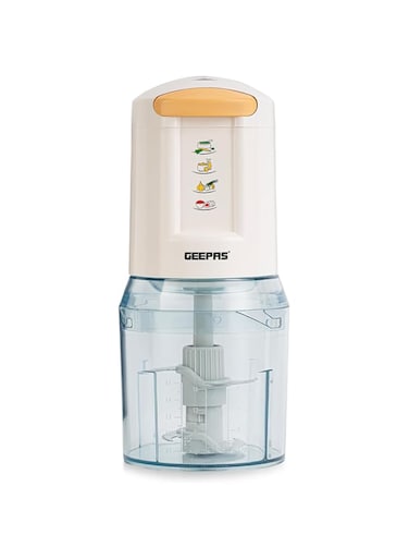 Mini Food Processor, 500W, 500ml, 4 Blades, 2 Levels, Stainless Steel for Blending and Chopping Salads, Sauces, Curries, Pesto, 2 Years Warranty, Model GC5477, Clear