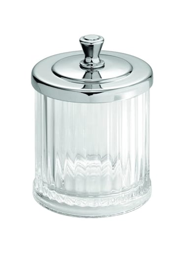 iDesign Alston Bathroom Vanity Canister Jar for Cotton Balls, Swabs, Cosmetic Pads - Clear/Chrome 3.5" x 3.5" x 5.1