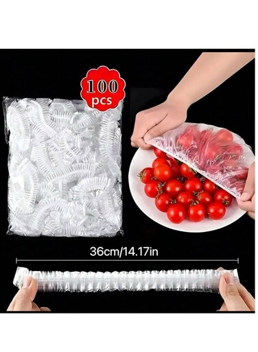 Piece Disposable Food Cap Durable Plastic Wrap Clear/White 36cm