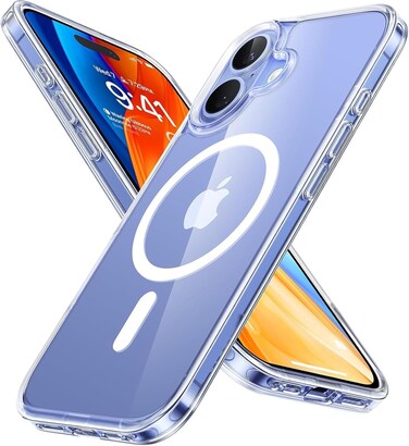 Muzz Magnetic Phone Case for IPhone 16 Plus - 2024, Clear, Drop Protection, Slim, Scratch-Resistant, Protective wireless charging case (IPhone 16 Plus)