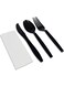 HTE 25Pc Luxury Black Plastic Disposable Cutlery Set