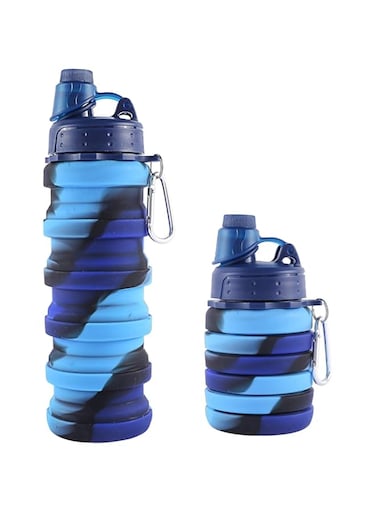 Silk Route KSTW-01109 Collapsible BPA-Free Silicone Sports Water Bottle, Blue