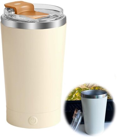 Self Stirring Mug, Electric High Speed Mixing Cup Self Stirring Coffee Stainless Steel Mug with Lid, Cups for Coffee Milk Protein Powder at Home Office Travel