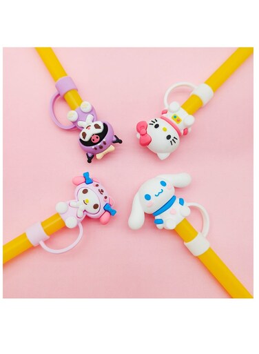 /set 10mm straw covers cap compatible with 30&amp;40 oz tumble cartoon characters kuromi kitty melody characters straw toppers reusable dust proof straw caps