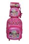 Cartoon Printed Kids School Trolley Backpack Set, 3 Pieces, 16.5 Inch Rolling Bag Lunch Box Pencil Case.Pink LOL Surprice
