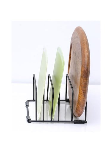 Metal Black Cutting Board Organizer Rack for Kitchen, Stand for Cutting Boards Baking Sheets Cookie Pans and Bakeware, Vertical Plate Rack Drainer