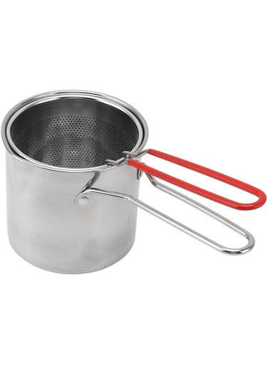 Zudoo Deep Fryer Pot, 304 Stainless Steel Multifunctional Frying Pot with Strainer Basket and Silicone Handle, Japanese Tempura Fryer Pot Stock Fry Pot for Frying Fish Shrimp and Chicken