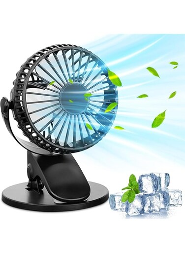 Bolivia's Clip on Fan, 360&deg; Rotation USB Camping Fan, Rechargeable Battery Operated Portable Fan with 3 Speeds, Portable Small Desk Fan, Strong Wind Stroller Fan for Camping, Office, Desk