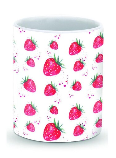Premium Dripping Strawberries Designer Mug White/Pink