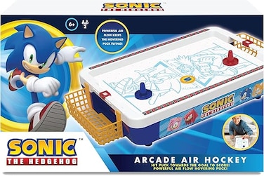 Sonic Electronic Air Hockey Arcade Table Game for 2 Players with Quick Puck Official Characters and Game Sounds Size 52.6 x 7.8 x 27.8 cm Suitable for Children from 3 Years - Retrogaming Fans