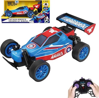 Jada Toys Marvel Captain America Remote Control Stunt Car - Glow-in-the-Dark Style Light-Up Wheels RC Vehicle High Speed 2.4 GHz Avengers Toy for Boys &amp; Girls