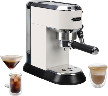 De'Longhi Dedica Pump Espresso Manual Coffee Machine, Cappuccino, Latte MACchiato With Milk Frother, Thermo Block Heating System For Accurate Temperature, Easy To Clean, EC685.W (White)